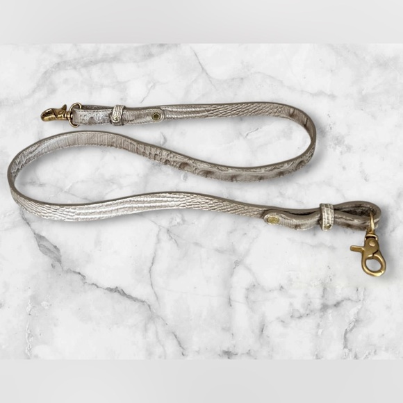 Brahmin Cream Croc Embossed Satchel Tote Purse - Picture 14 of 16